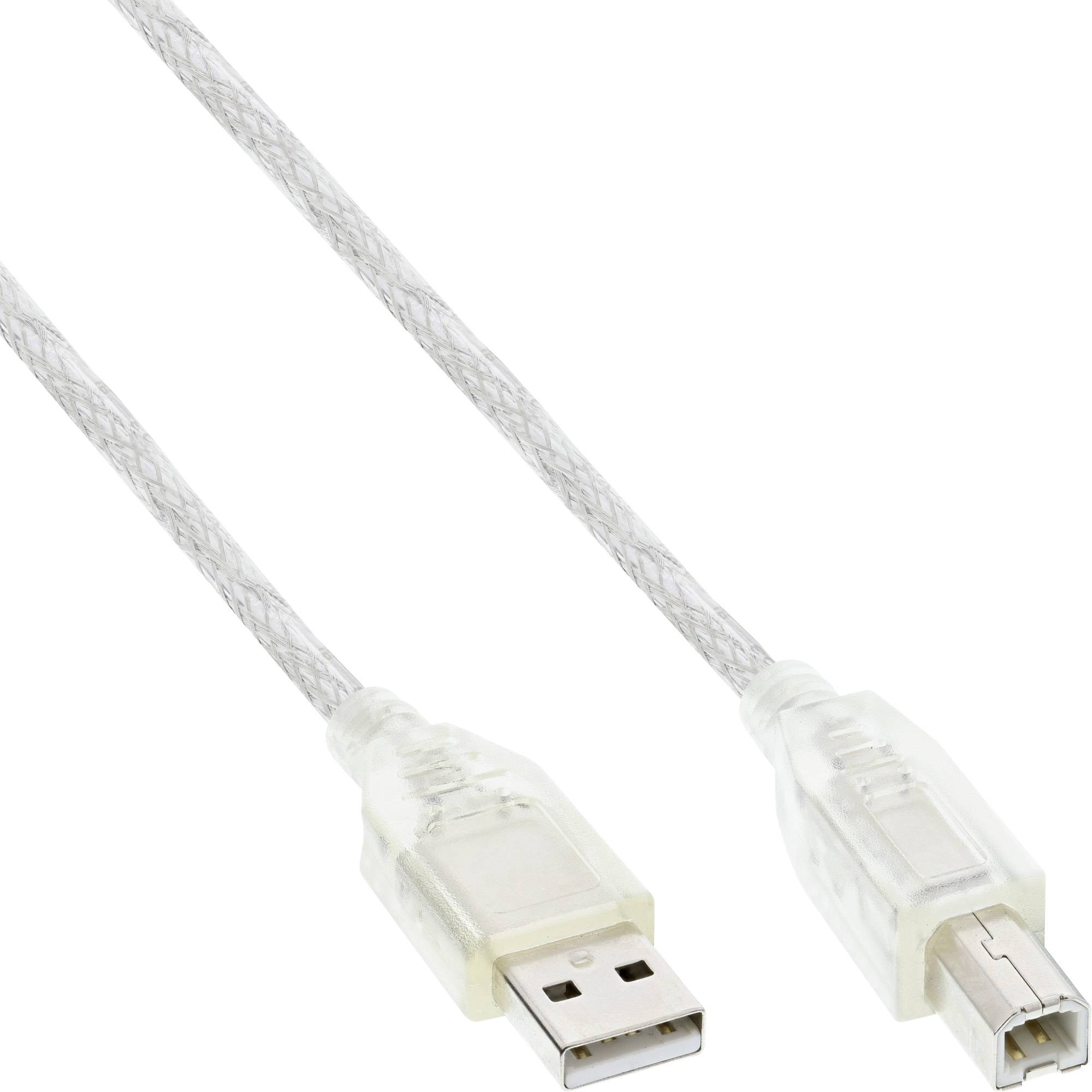 INLINE - USB 2.0 Kabel - A an B - transparent - 10m