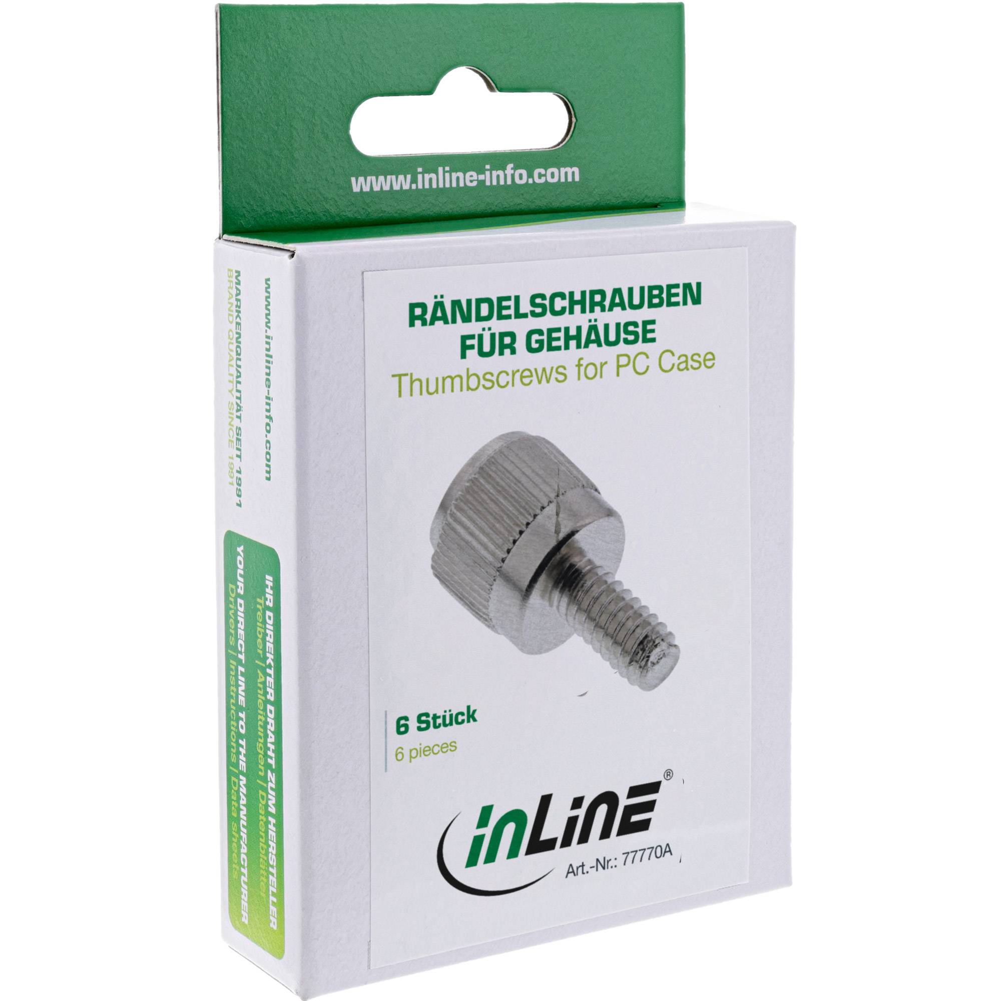 INLINE - Rändelschrauben - silber - für Gehäuse - 6er Pack