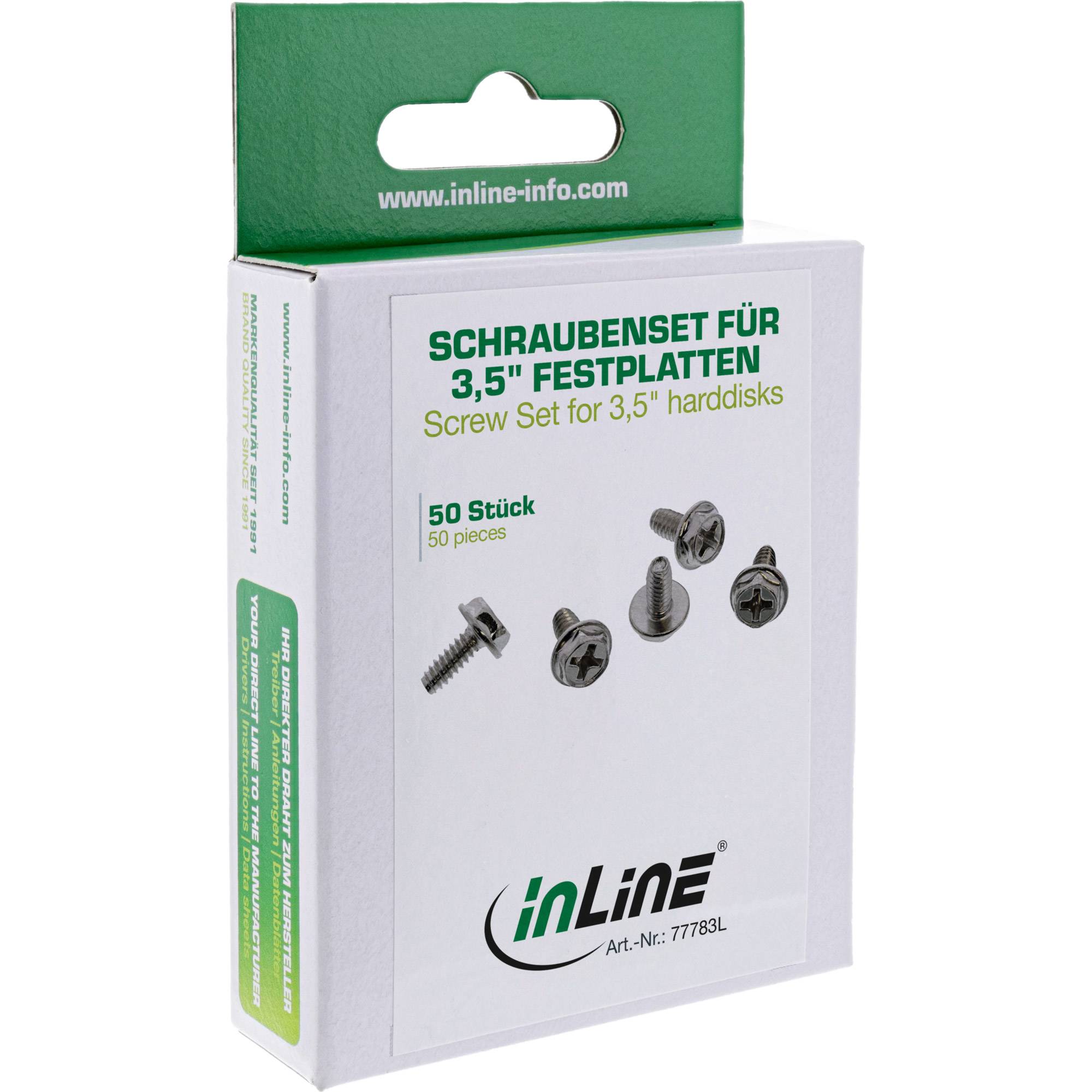 INLINE - Schraubenset - für 3,5"" Festplatten - lange Ausführung 8mm - 50-teilig