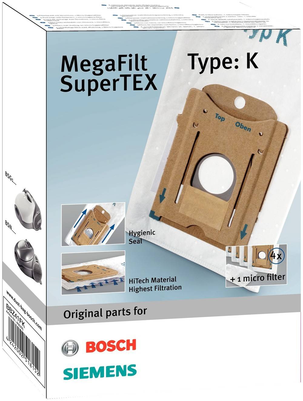 Bosch Staubsauger Zubehör - Beutel Type K MegaFilt SuperTEX