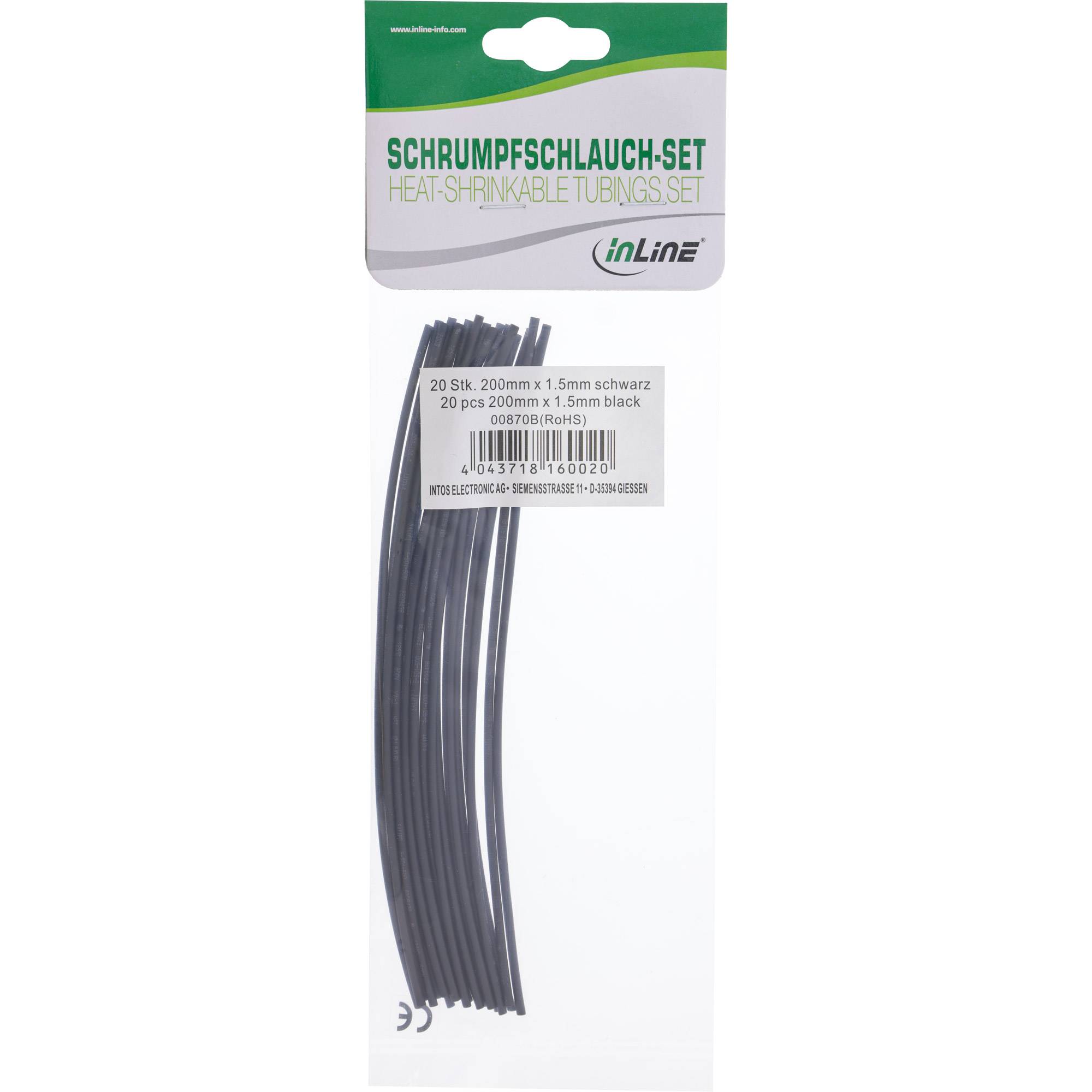 INLINE - Schrumpfschlauch 200mm lang - 1,5mm > 0,75mm 20er Pack