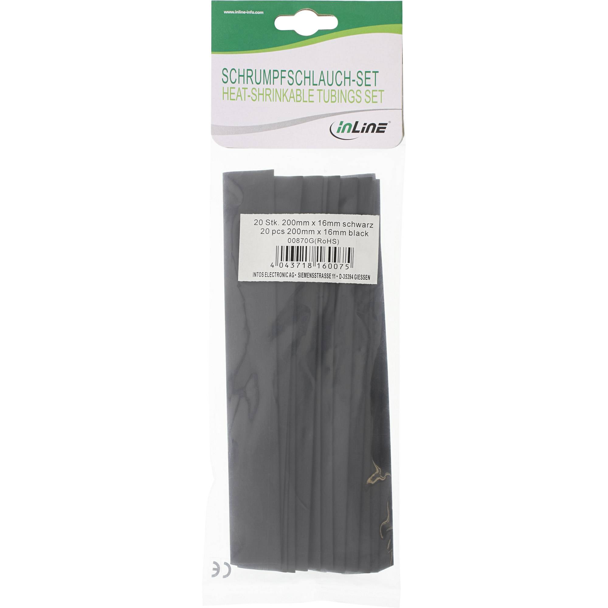 INLINE - Schrumpfschlauch 200mm lang - 16mm > 8mm 20er Pack