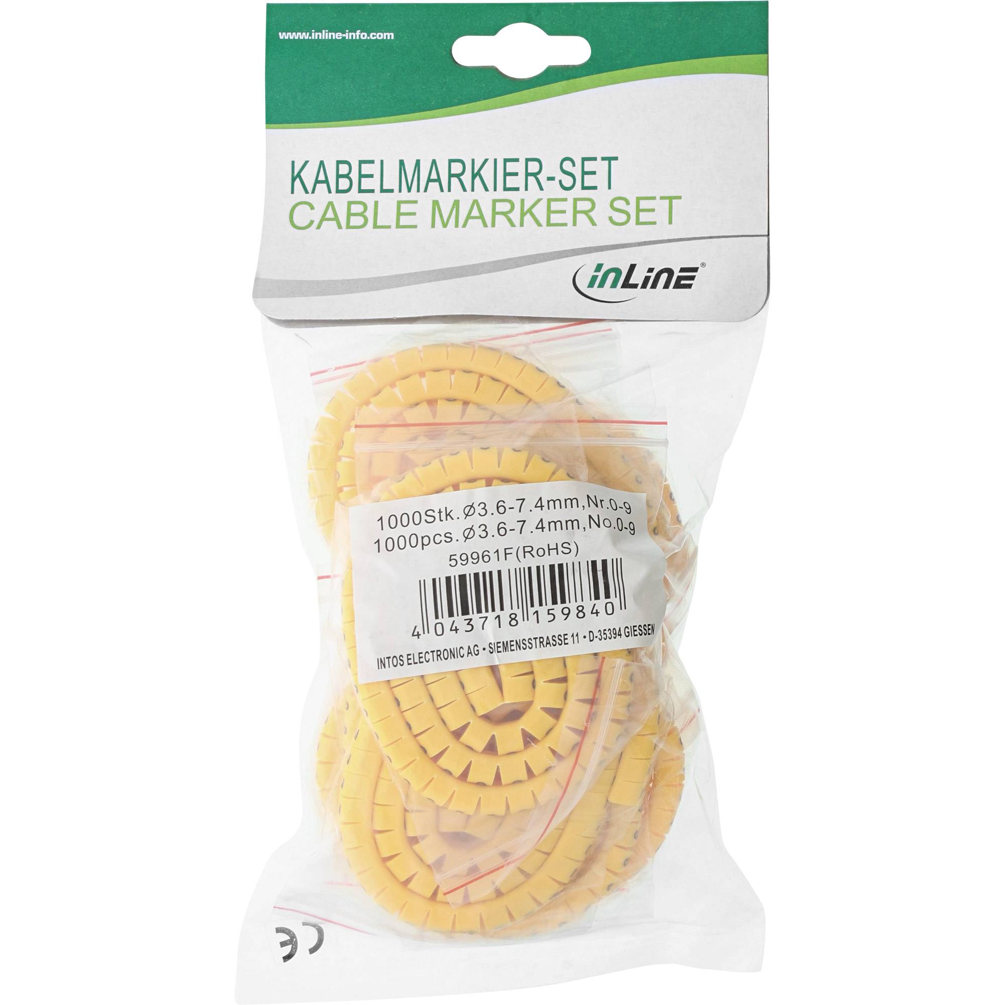 INLINE - Kabelmarkierer 3,6-7,4mm - Nr.0-9 - 1000 Stück