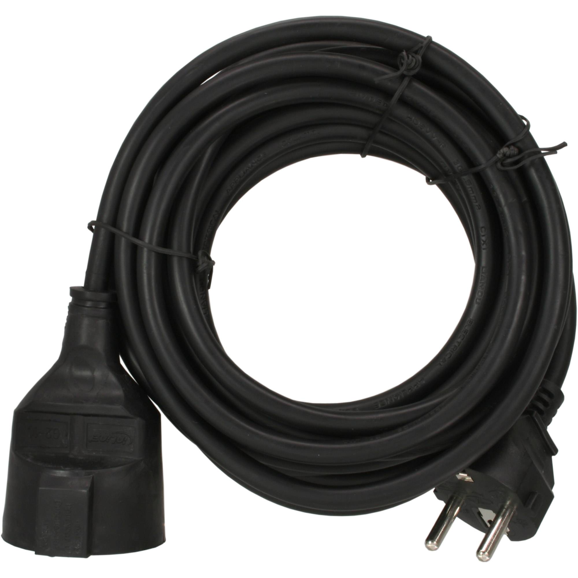 INLINE - Schutzkontakt-Verlängerung ST / BU - schwarz - 2m