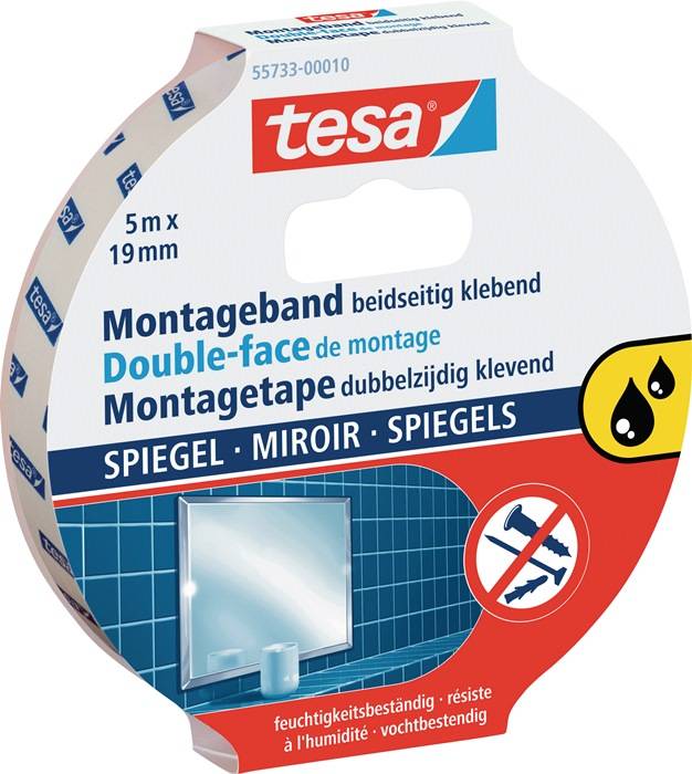 Spiegel-/Montageband Powerbond® 55733 weiß L.5m B.19mm Rl.TESA