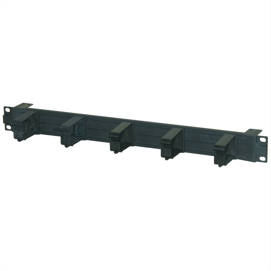 19"-Kabelführung 1 HE mit 5 Kabelösen, alles Kunststoff, schwarz
