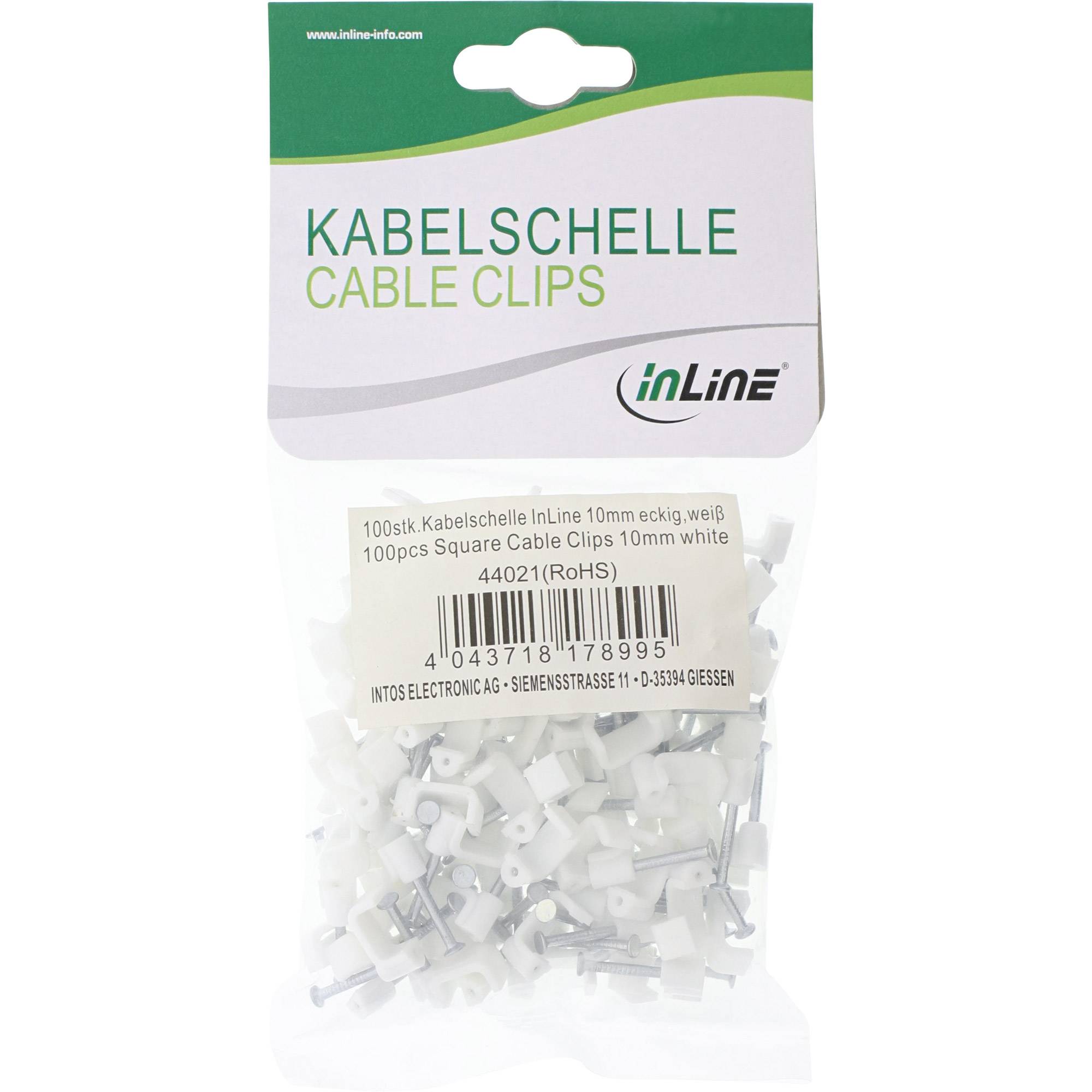 INLINE - Kabelschelle 10mm eckig - weiß - 100 Stück