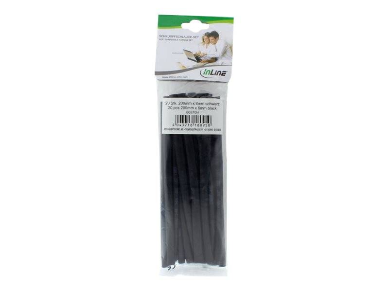 InLine Schrumpfschlauch 200mm lang - 6mm > 3mm 20er Pack - Schwarz - 20er