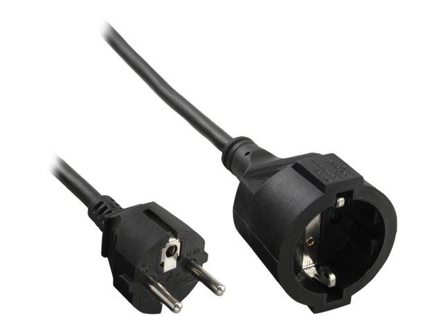 INLINE - Schutzkontakt-Verlängerung ST / BU - schwarz - 2m