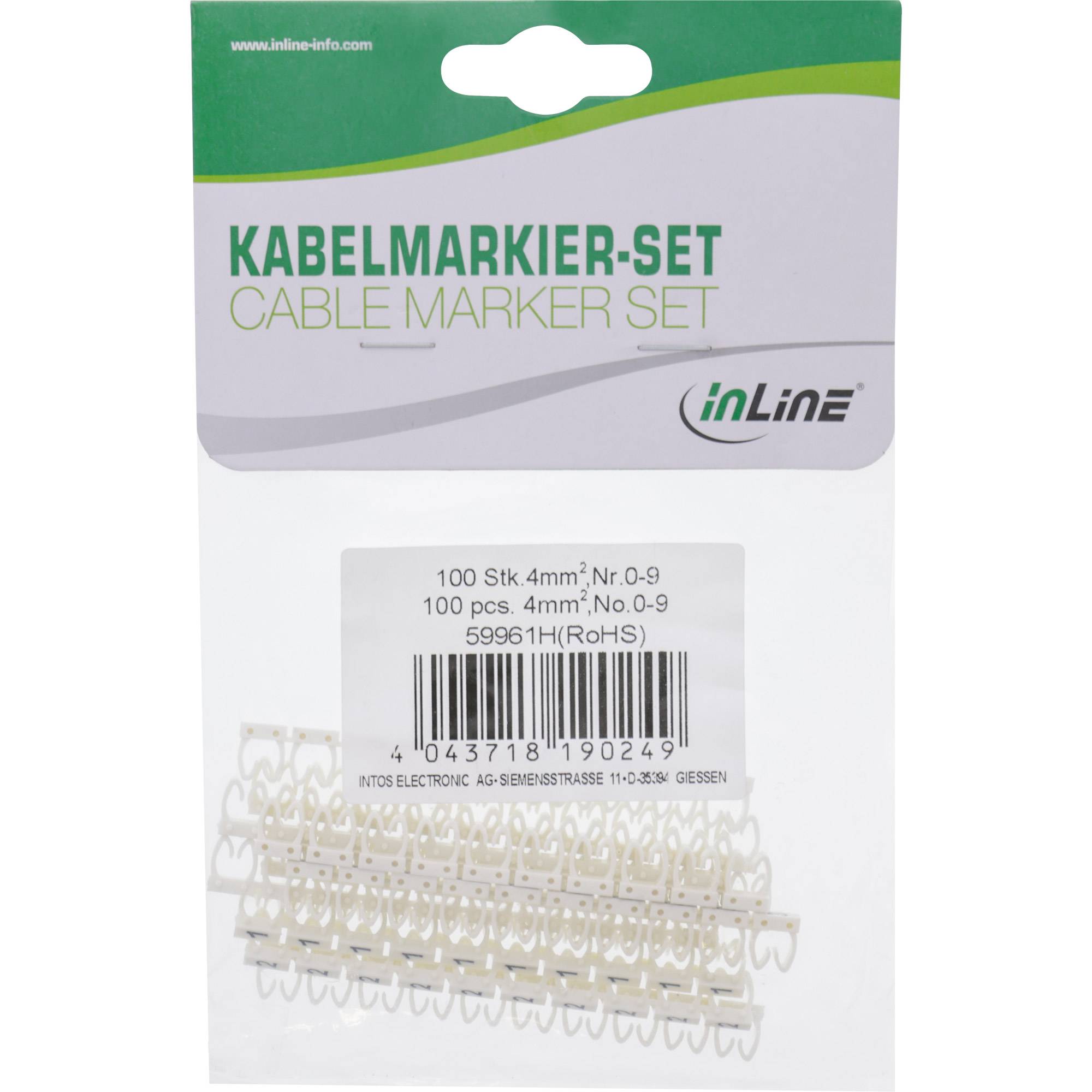 INLINE - 100er Pack Kabelmarkierer 4mm - Nr.0-9 - weiß