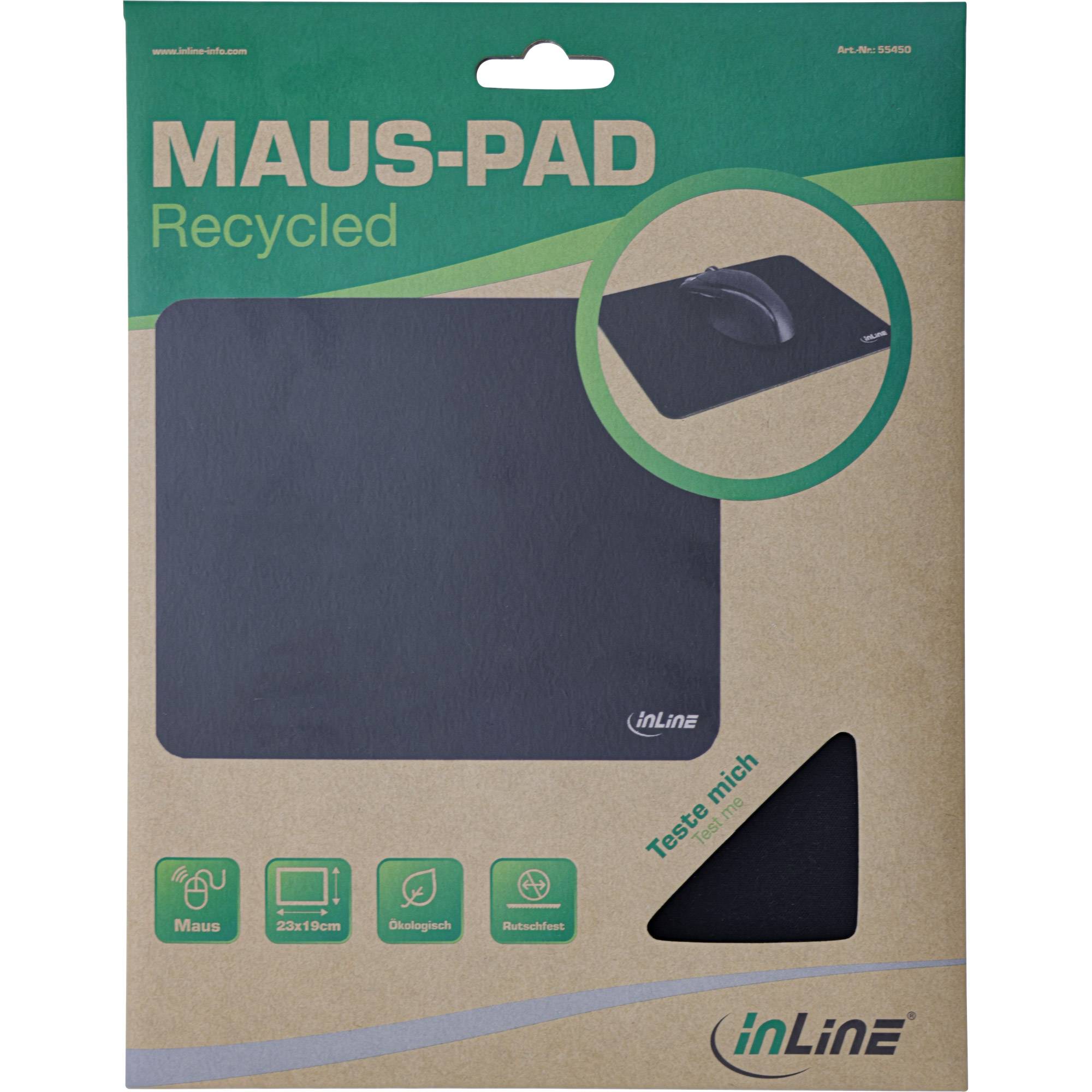 InLine® Maus-Pad Recycled, 230x190x2,5mm, schwarz