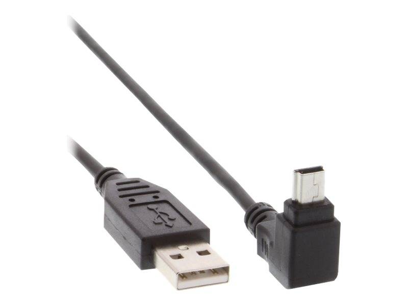 INLINE - USB 2.0 Mini-Kabel - ST A/Mini-B ST (5pol) oben abgew. 90° - schwarz - 1m