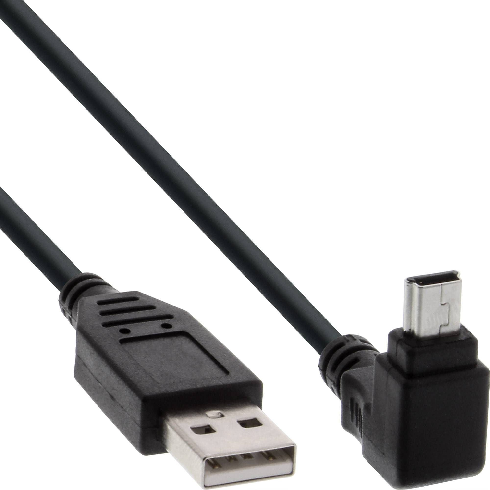 InLine USB 2.0 Mini-Kabel - ST A/Mini-B ST (5pol) oben abgew. 90° - schwarz - 3m