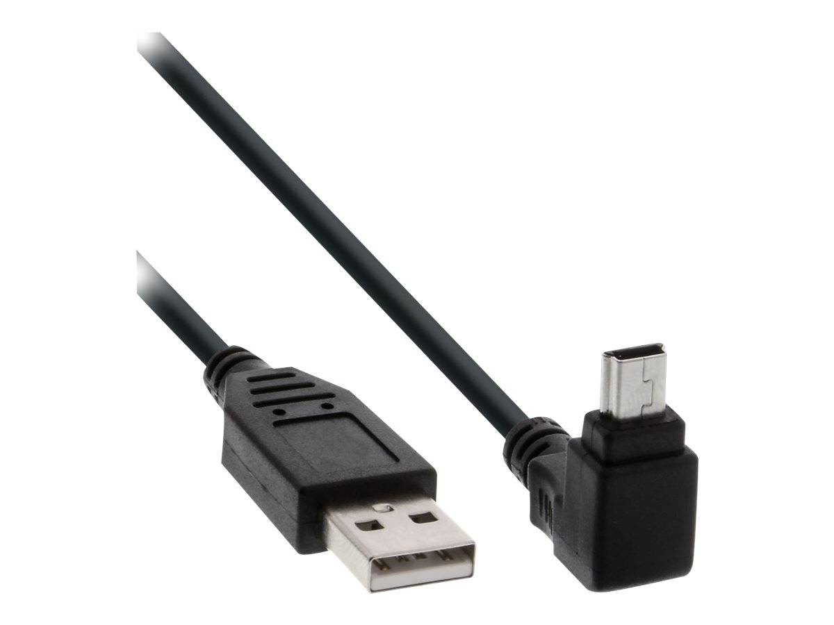 INLINE - USB 2.0 Mini-Kabel - ST A/Mini-B ST (5pol) oben abgew. 90° - schwarz - 3m