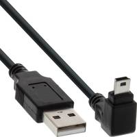 INLINE - USB 2.0 Mini-Kabel - ST A/Mini-B ST 5pol - unten abgew. 90° - schwarz - 3m
