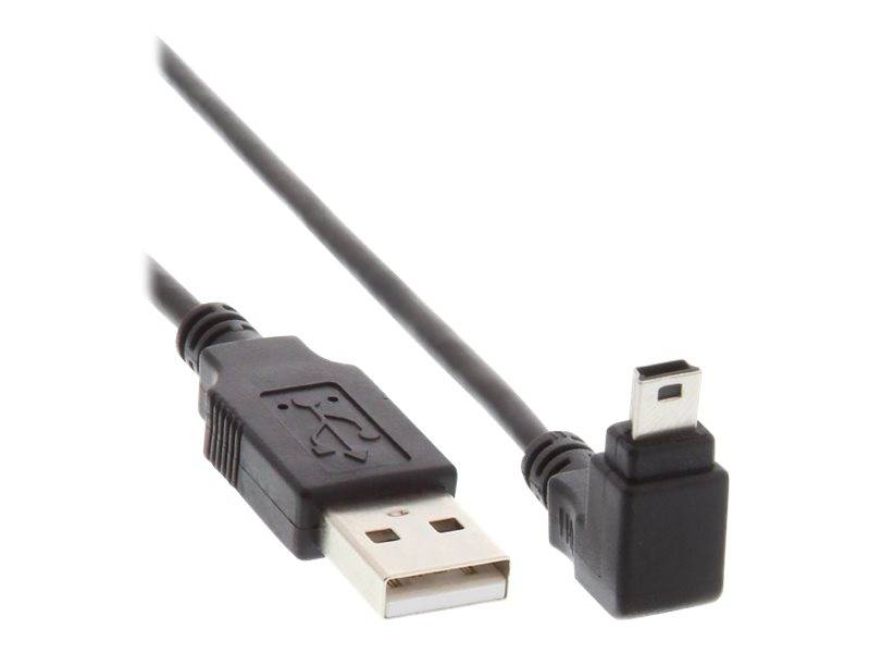 INLINE - USB 2.0 Mini-Kabel - ST A/Mini-B ST 5pol - unten abgew. 90° - schwarz - 3m
