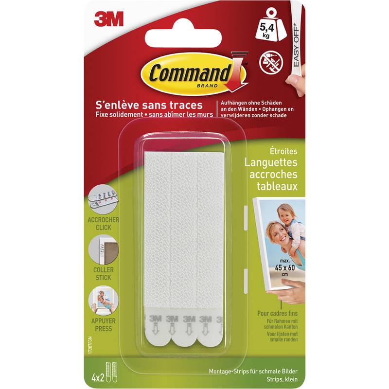 3M Command Bilder-Montagestreifen Strips, Größe: M, schmal