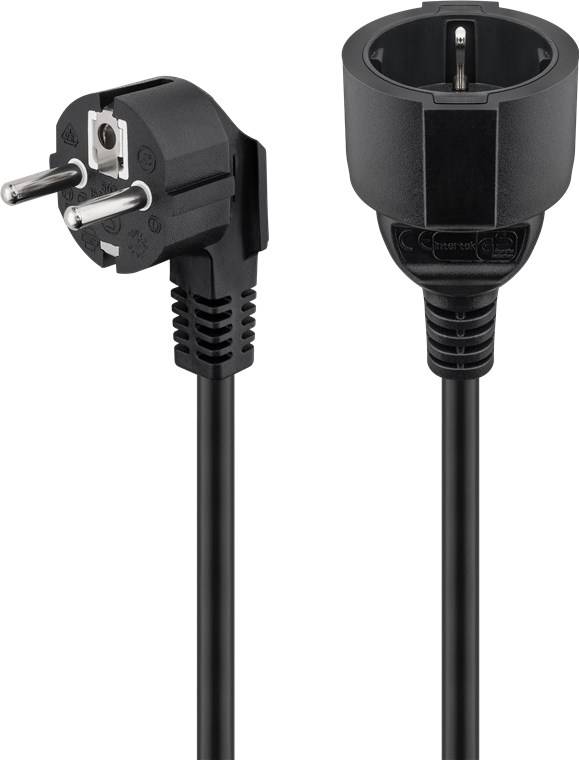 Netzkabel Verlängerung Schutzkontakt-Stecker  Schutzkontakt Kupplung schwarz - Länge: 3,0m