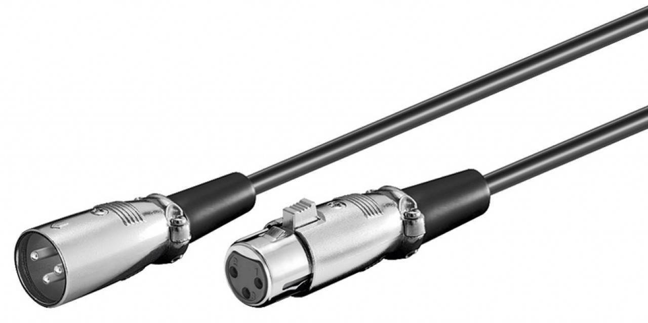 XLR Anschlusskabel, XLR-Stecker (3-Pin)  XLR-Buchse (3-Pin), schwarz - Länge: 6,0m