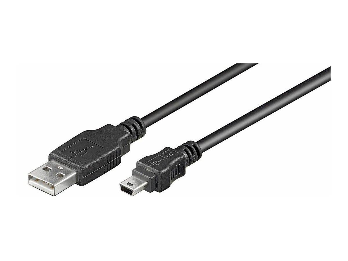 Ein USB-A auf Micro-USB-Ladekabel mit schwarzen Steckern auf weißem Hintergrund.
