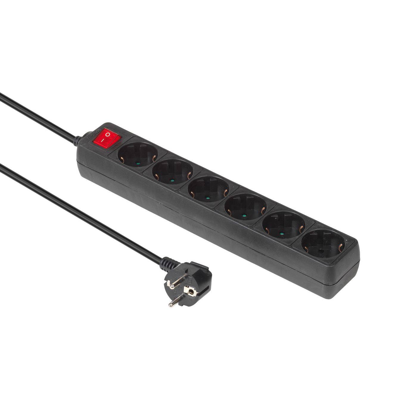 6-fach Schuko-Steckdose 5M Schwarz Mit ON/OF-Schalter und Kind