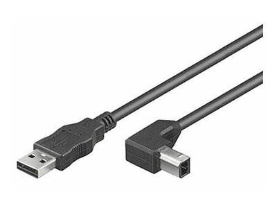 USB-Kabel mit einem Standard-USB-A-Stecker auf der einen Seite und einem Winkel-USB-Stecker auf der anderen Seite.
