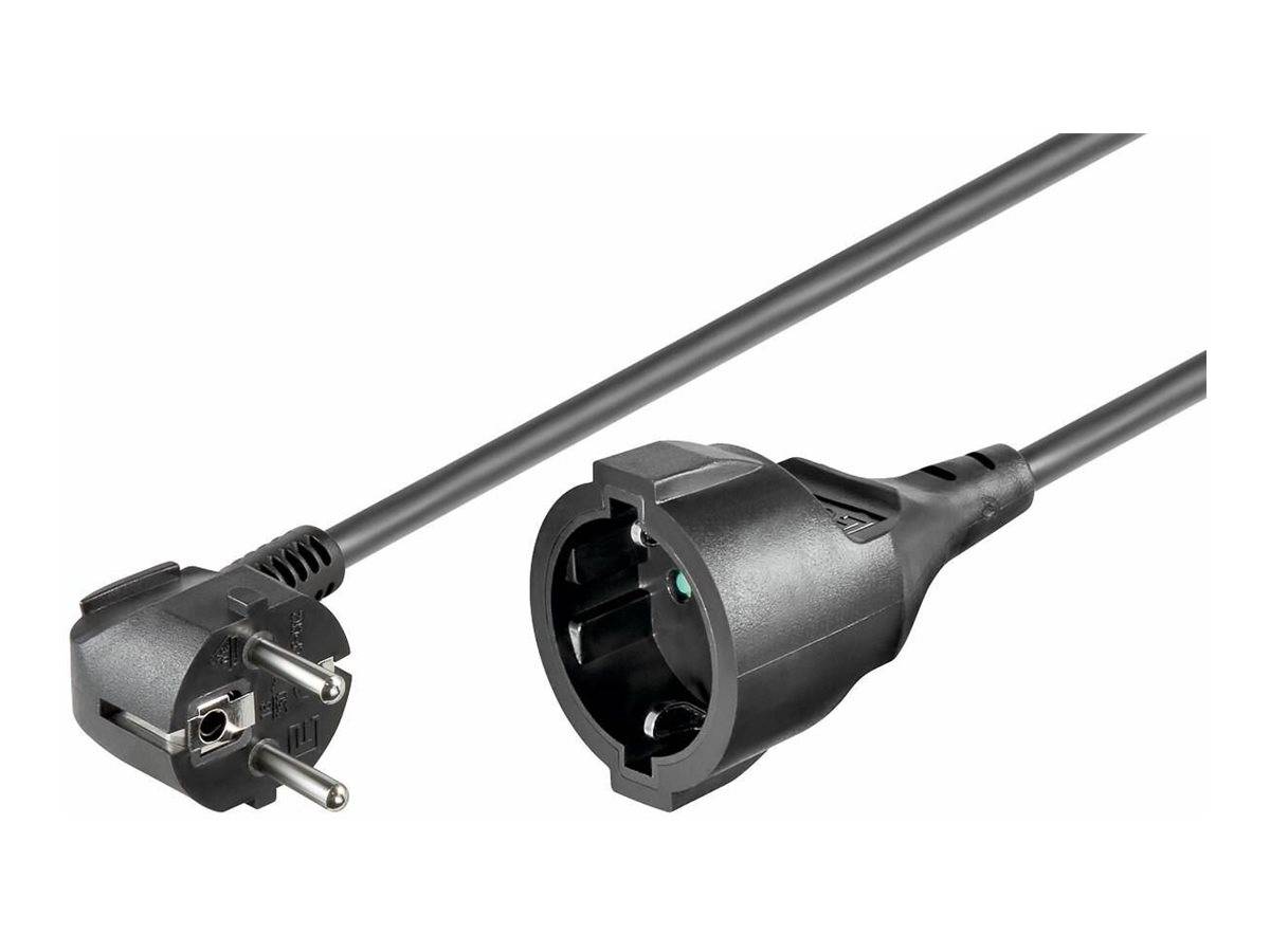 Schwarzes Stromkabel mit europäischem Stecker auf einer Seite und IEC-Gerätestecker auf der anderen Seite, gezeigt auf weißem Hintergrund.