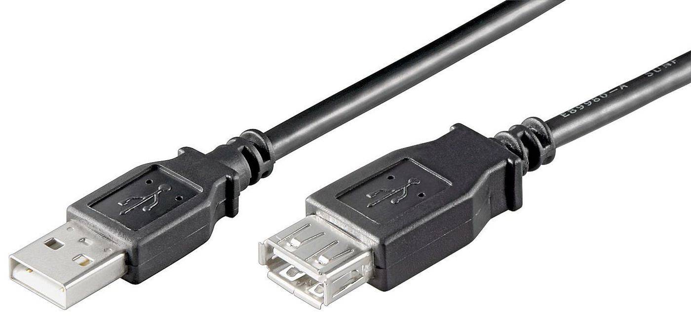 USB2.0 Verlängerung A-A 3m M-F Schwarz Hi-Speed Kabel