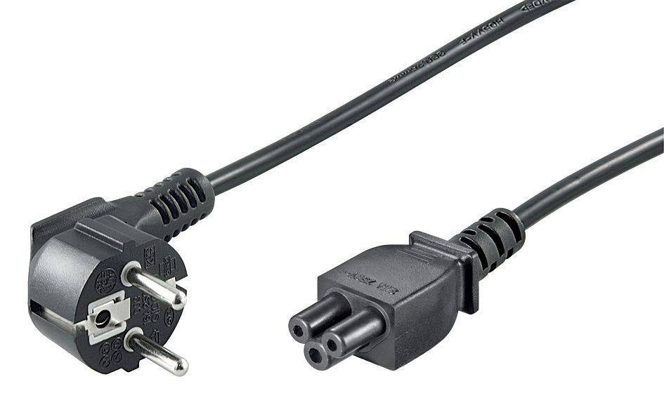 Netzkabel CEE 7/7 - C5 5m gewinkelt Schuko, Schwarz,