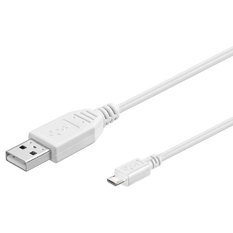 USB 2.0 Hi-Speed Kabel A Stecker  Micro B Stecker weiß - Länge: 0,15 m