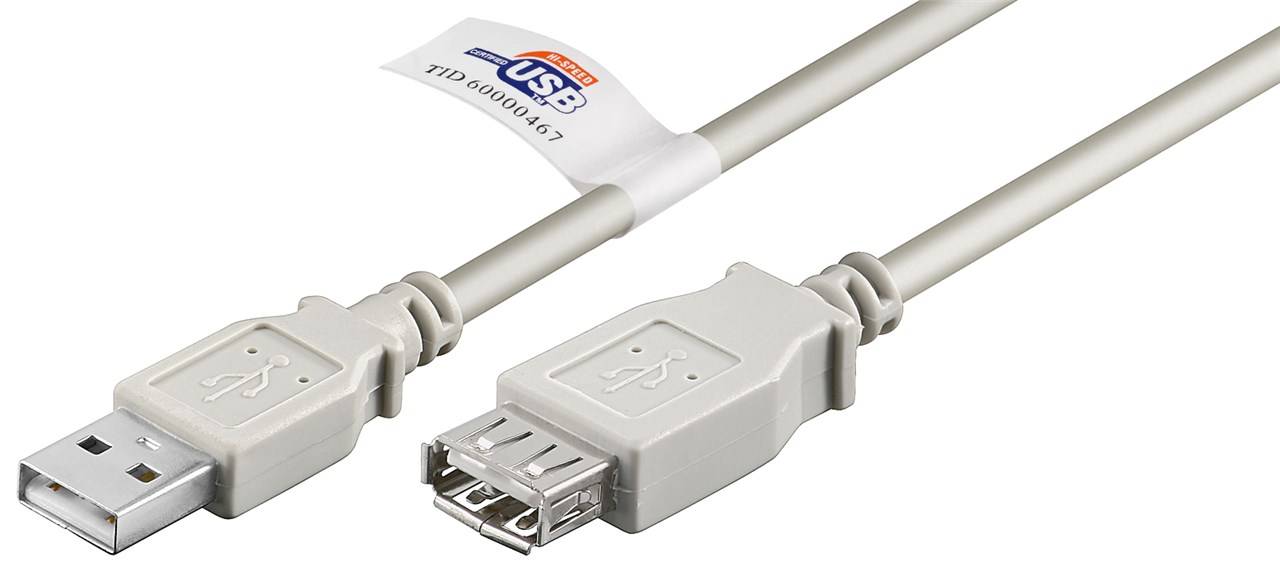 goobay USB 2.0 Hi-Speed Verlängerungskabel A Stecker auf A Buchse m USB Logo grau 5 m