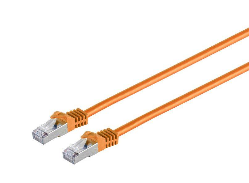 RJ45 Patchkabel S/FTP (PiMF), mit CAT 7 Rohkabel 0,5m Orange