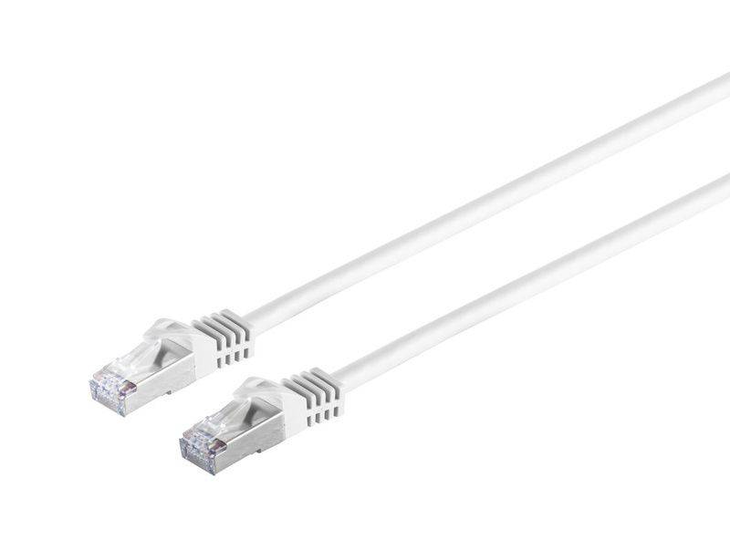 RJ45 Patchkabel S/FTP (PiMF), mit CAT 7 Rohkabel 1m Weiß