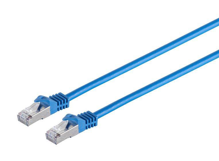 RJ45 Patchkabel S/FTP (PiMF) mit CAT 7 Rohkabel 3m Blau