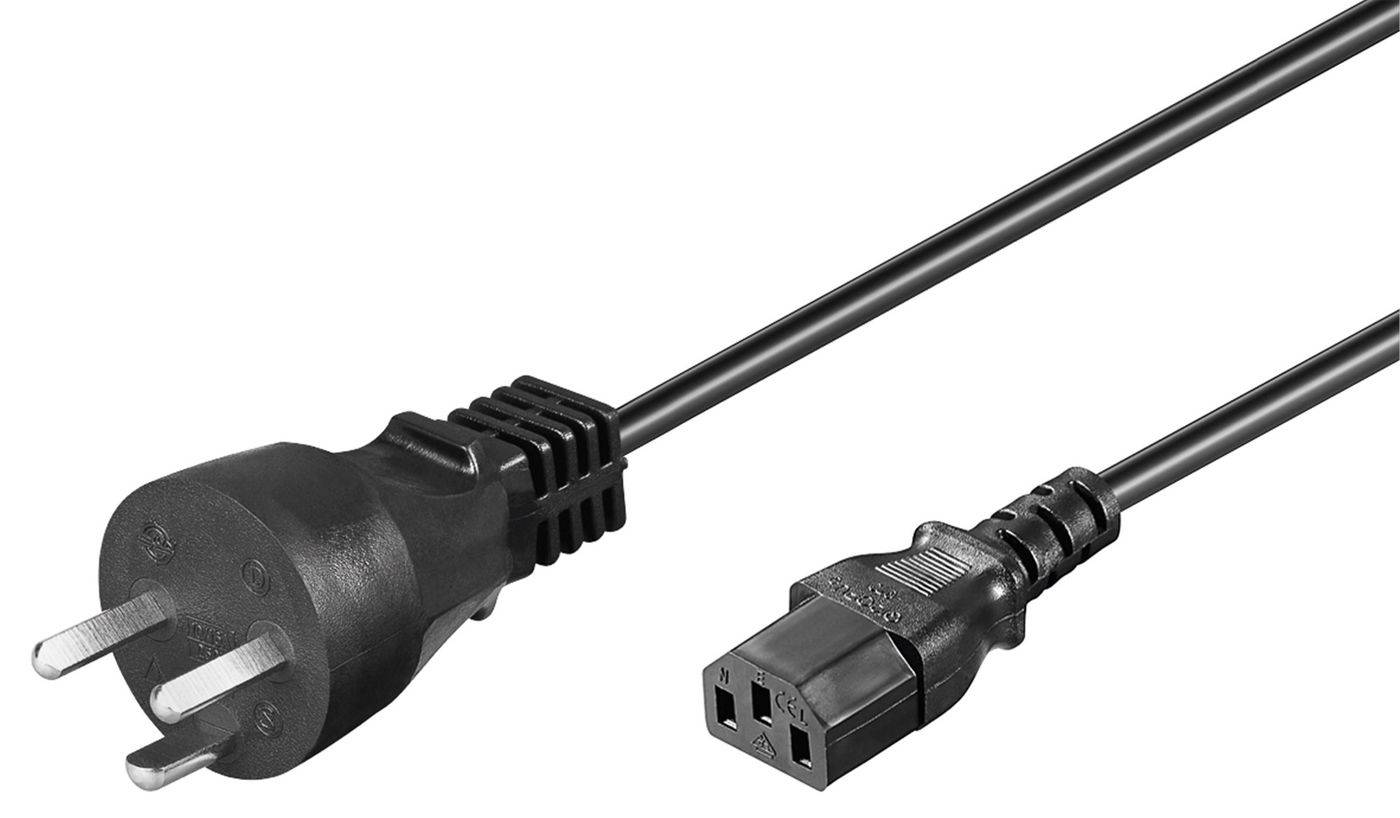 Netzkabel DK 3m IEC320 EDB. Dänischer Netzstecker schwarz