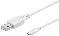 Microconnect USB A/Micro USB B, 1 m, 1 m, USB A, Micro-USB B, USB 2.0, Männlich/Männlich, Weiß