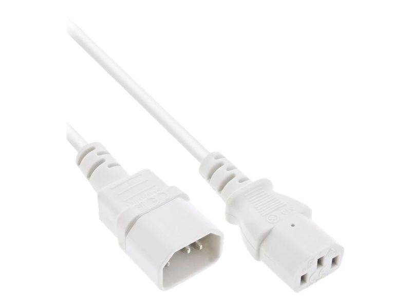 InLine Kaltgeräteverlängerung - C13 auf C14 - weiß - 1m - IEC 60320 C13 bis IEC