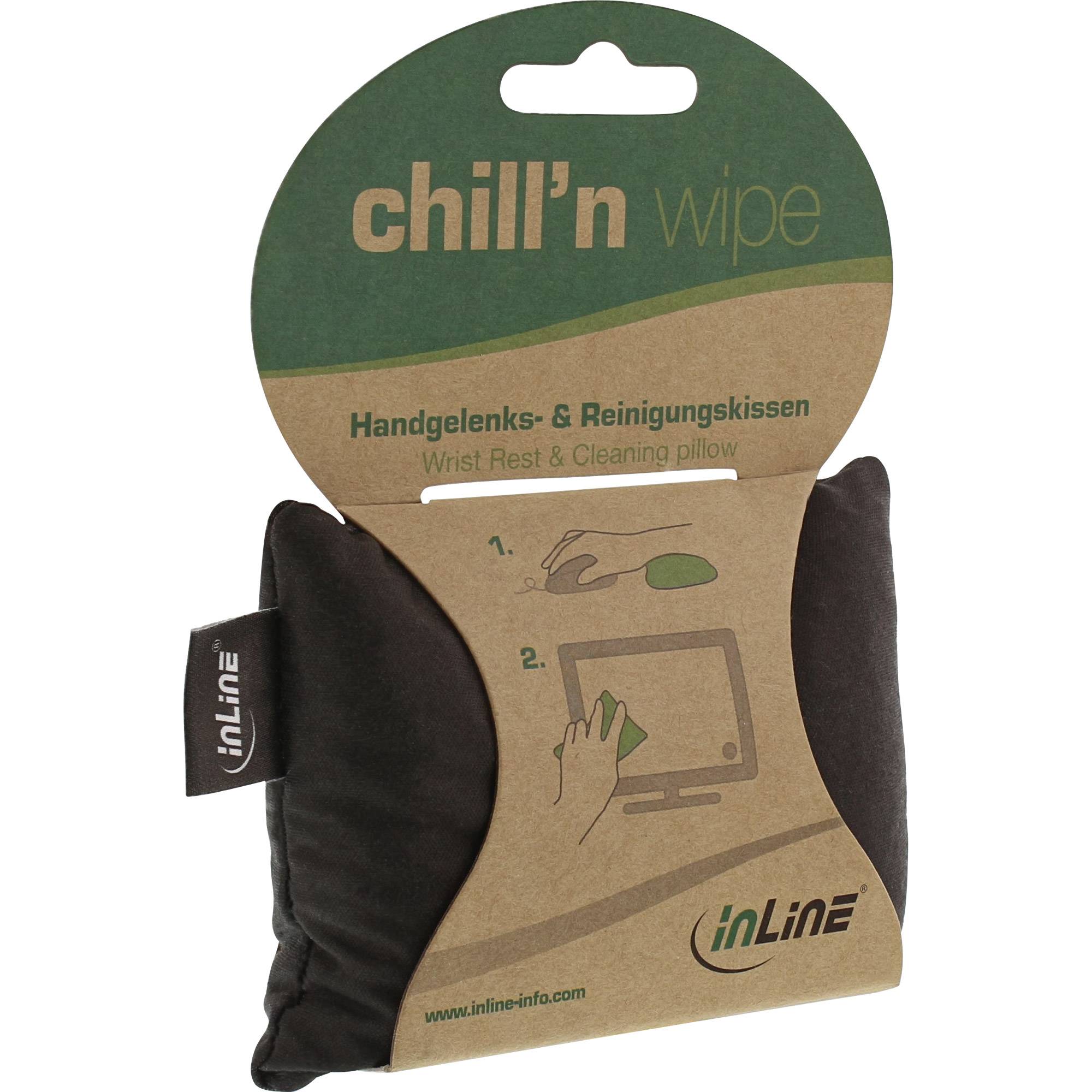 InLine® 2-in-1 Handgelenk-Ablage & Mikrofaser-Reinigungskissen, Recycled, schwarz