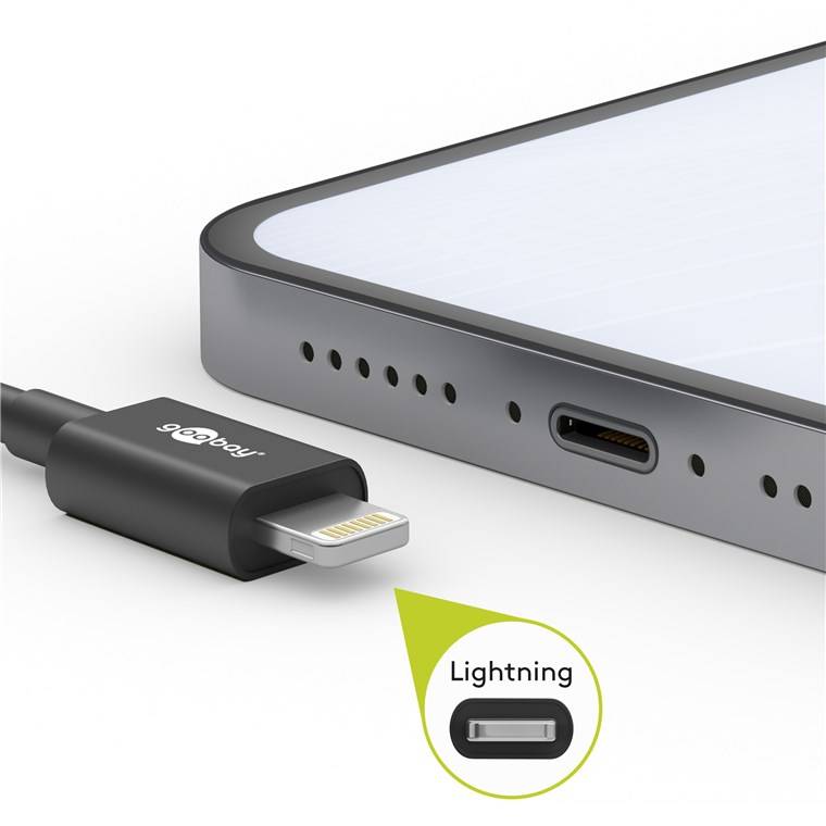 goobay Lightning auf USB-C Lade- und Synchronisationskabel schwarz 1 m (1er Faltschachtel)
