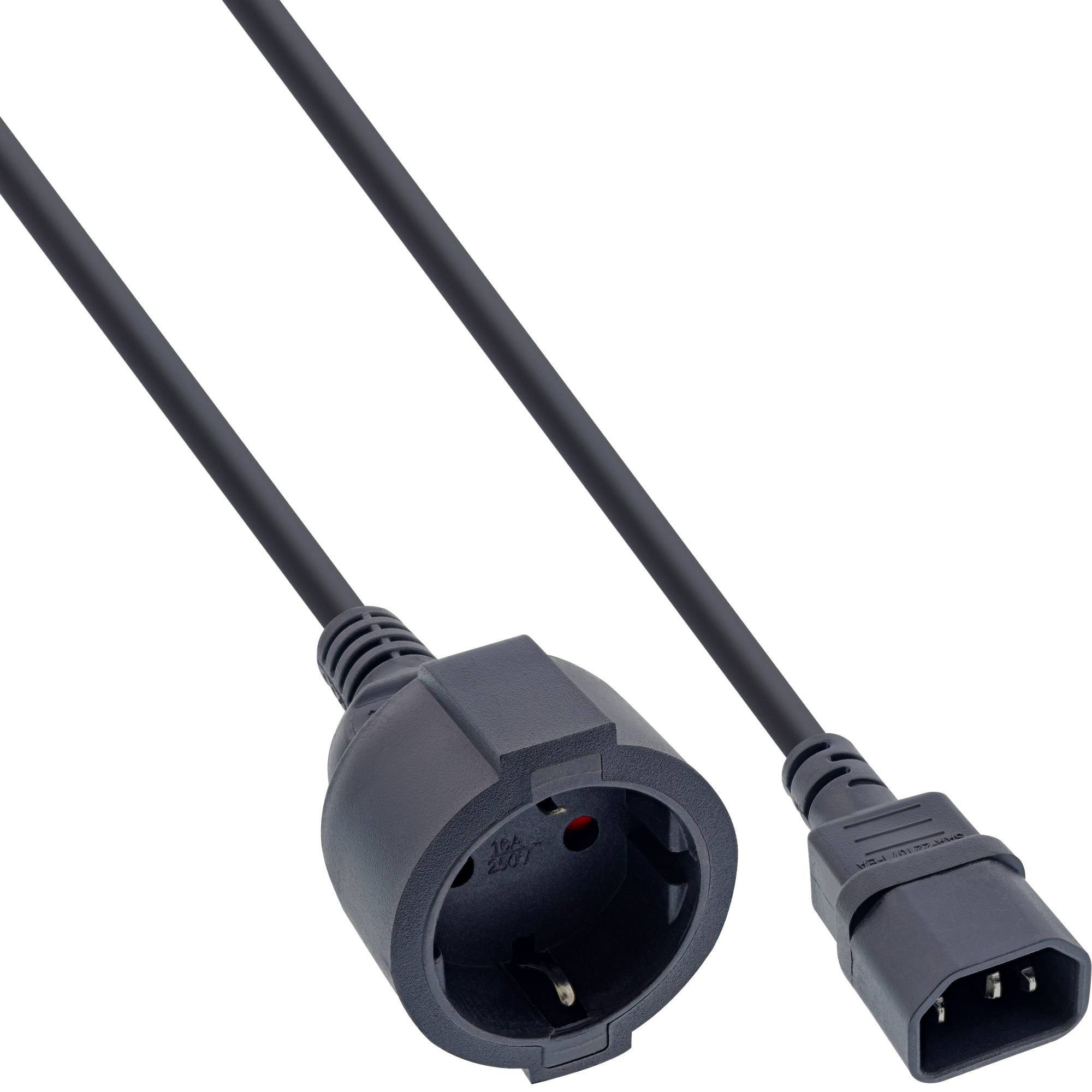 INLINE - Netz Adapter Kabel - Kaltgeräte C14 auf Schutzkontakt Buchse - 3m