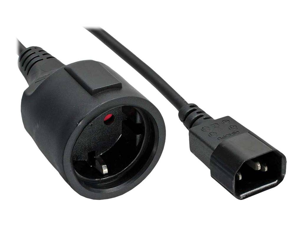 INLINE - Netz Adapter Kabel - Kaltgeräte C14 auf Schutzkontakt Buchse - 2m