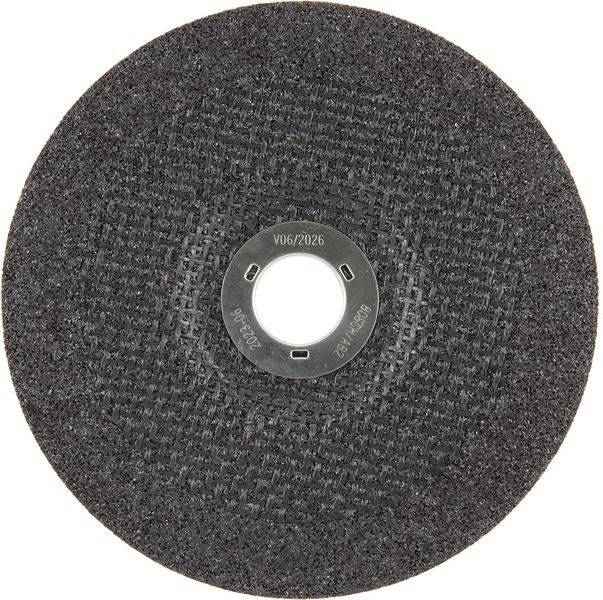 Eine runde, abrasive Trennscheibe mit strukturierter Oberfläche, hauptsächlich verwendet zum Schleifen oder Schneiden von Metallmaterialien.