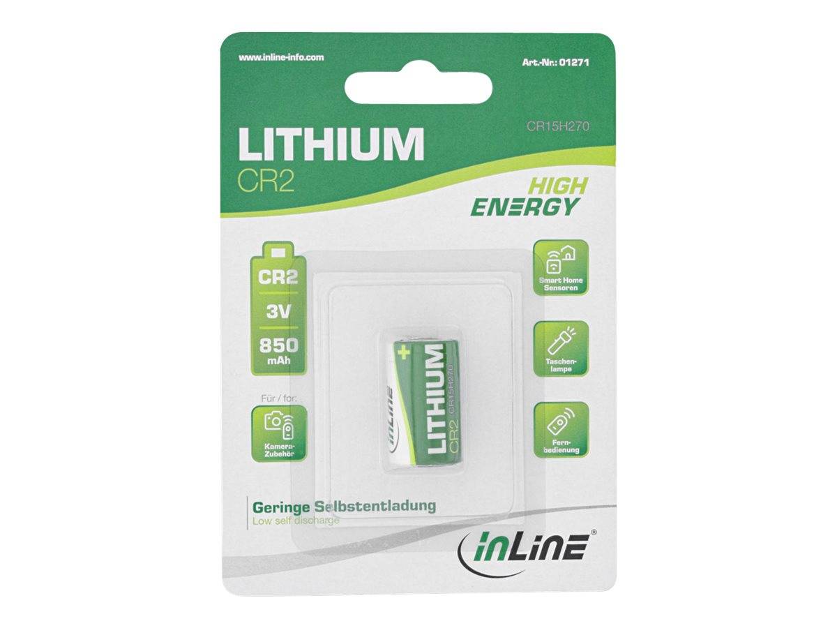 INLINE - Lithium High Energy Batterie - Fotobatterie - CR2 - 3V 850mAh - 1er Pack