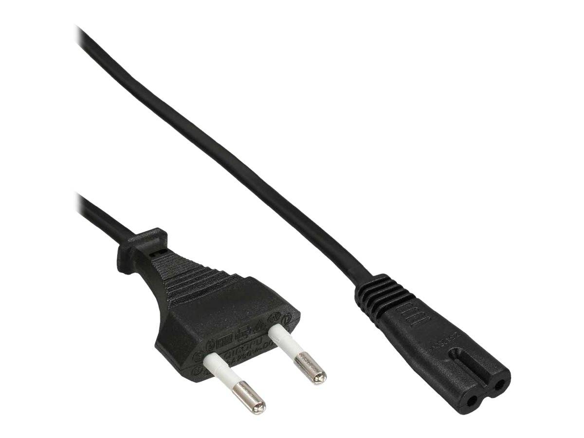 INLINE - Netzkabel - Netzstecker CEE7/16 Italien auf IEC-C7 Stecker - schwarz - 1,8m