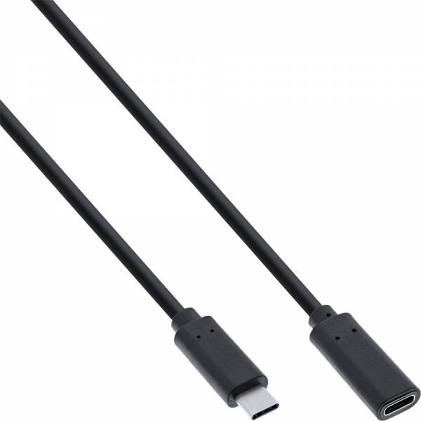 INLINE - USB 3.2 Gen.2x2 Kabel - USB-C Verlängerung ST/BU - schwarz - 1m