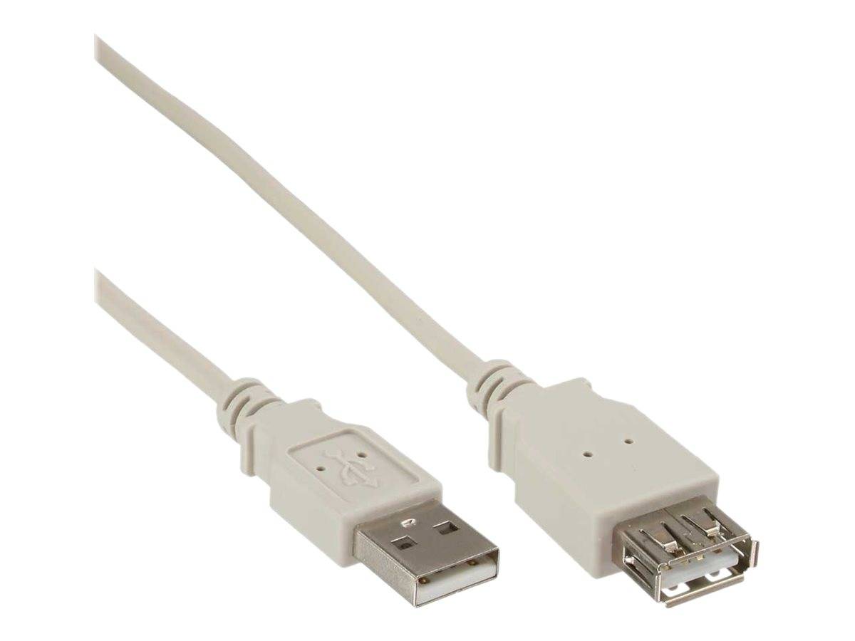 INLINE - USB 2.0 Verlängerung - Stecker / Buchse - Typ A - beige/grau - 2m