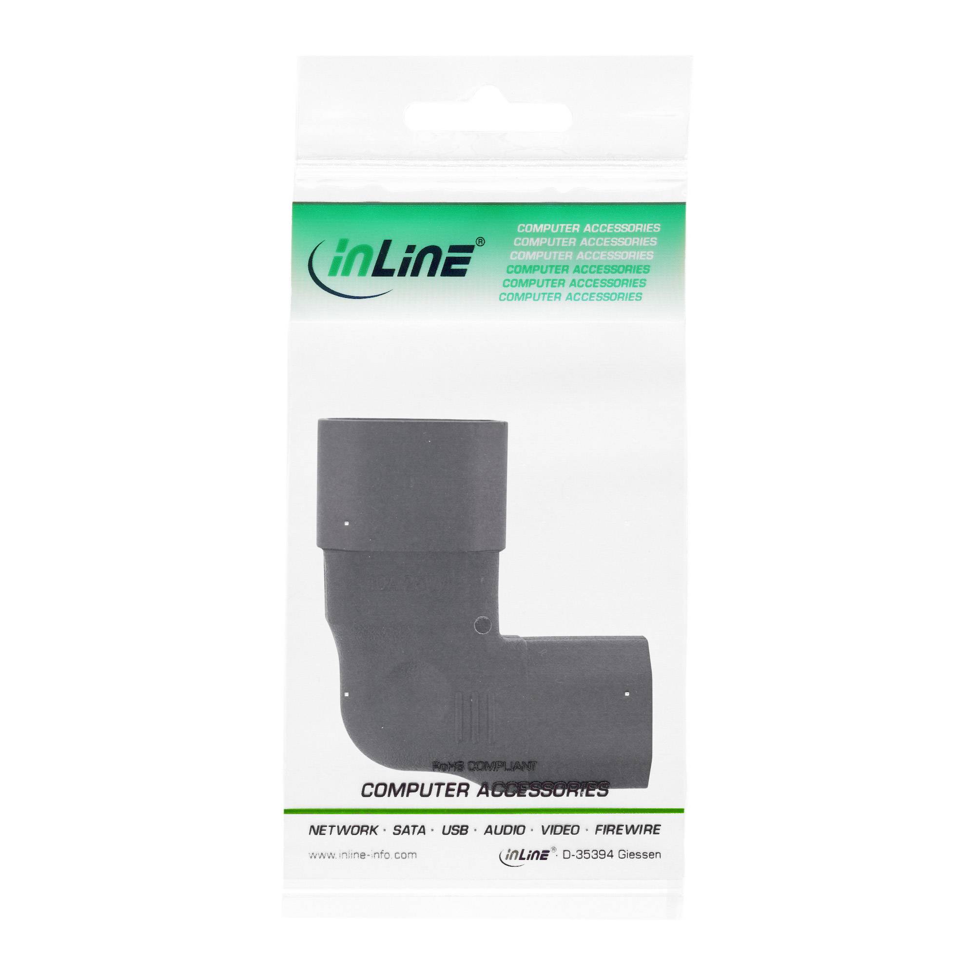 INLINE - Netzadapter IEC 60320 C14 / C13 - L/R gewinkelt - 3pol. Kaltgeräte