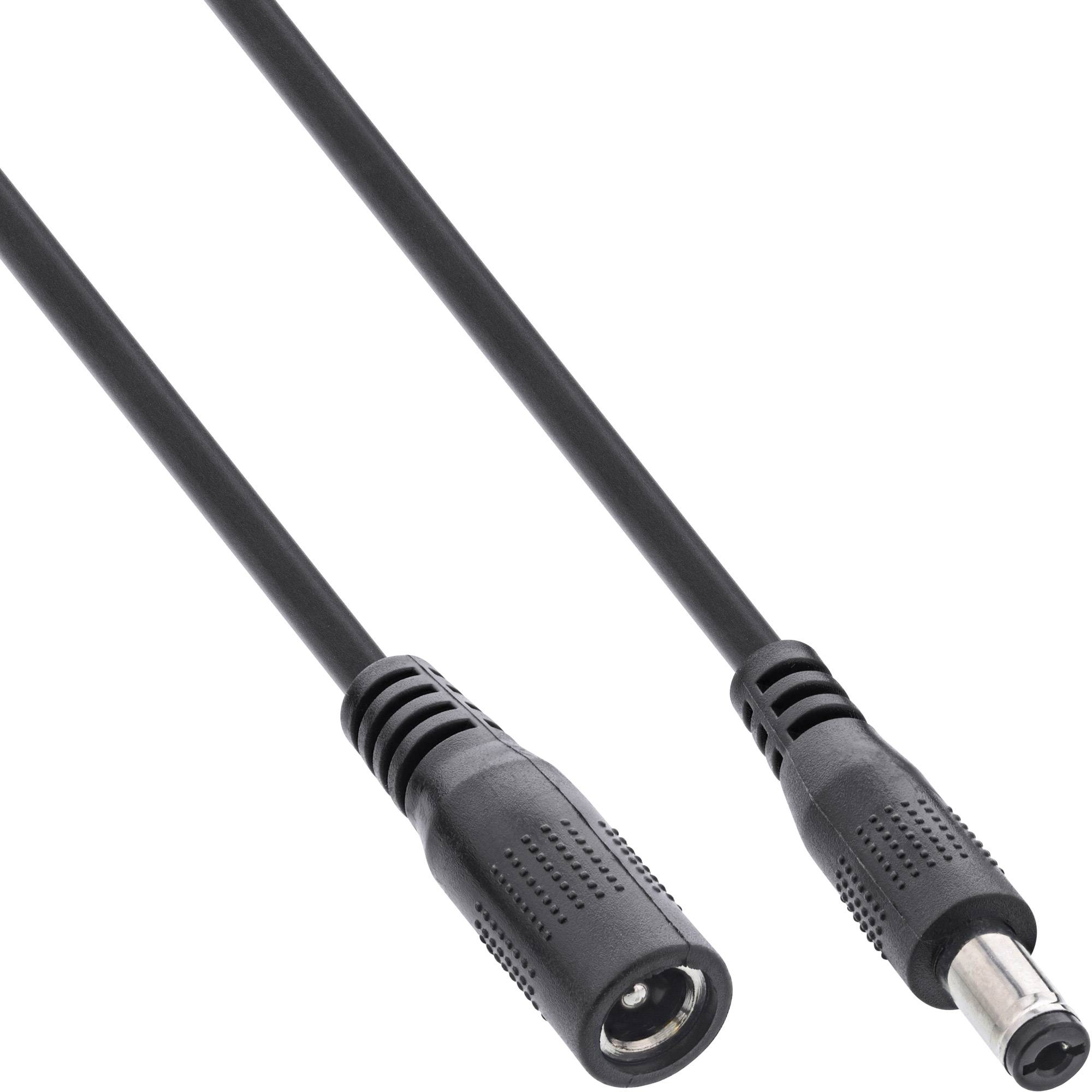 INLINE - Verlängerungskabel DC Stecker 5,5x2,1mm - schwarz - 0,5m