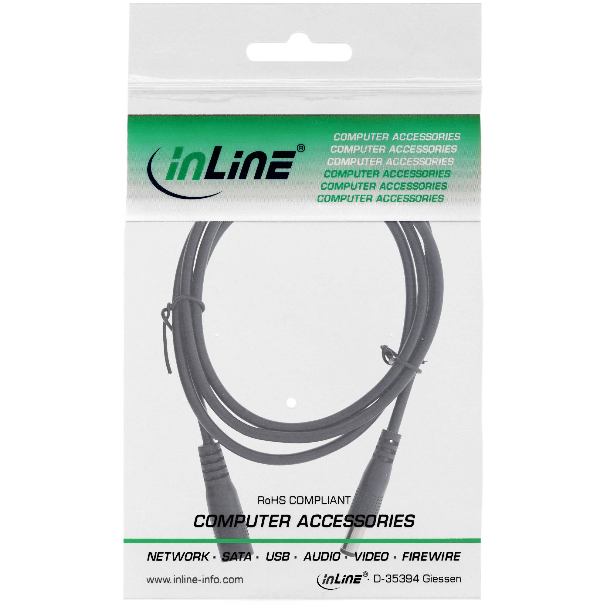 INLINE - Verlängerungskabel DC Stecker 5,5x2,1mm - schwarz - 1m