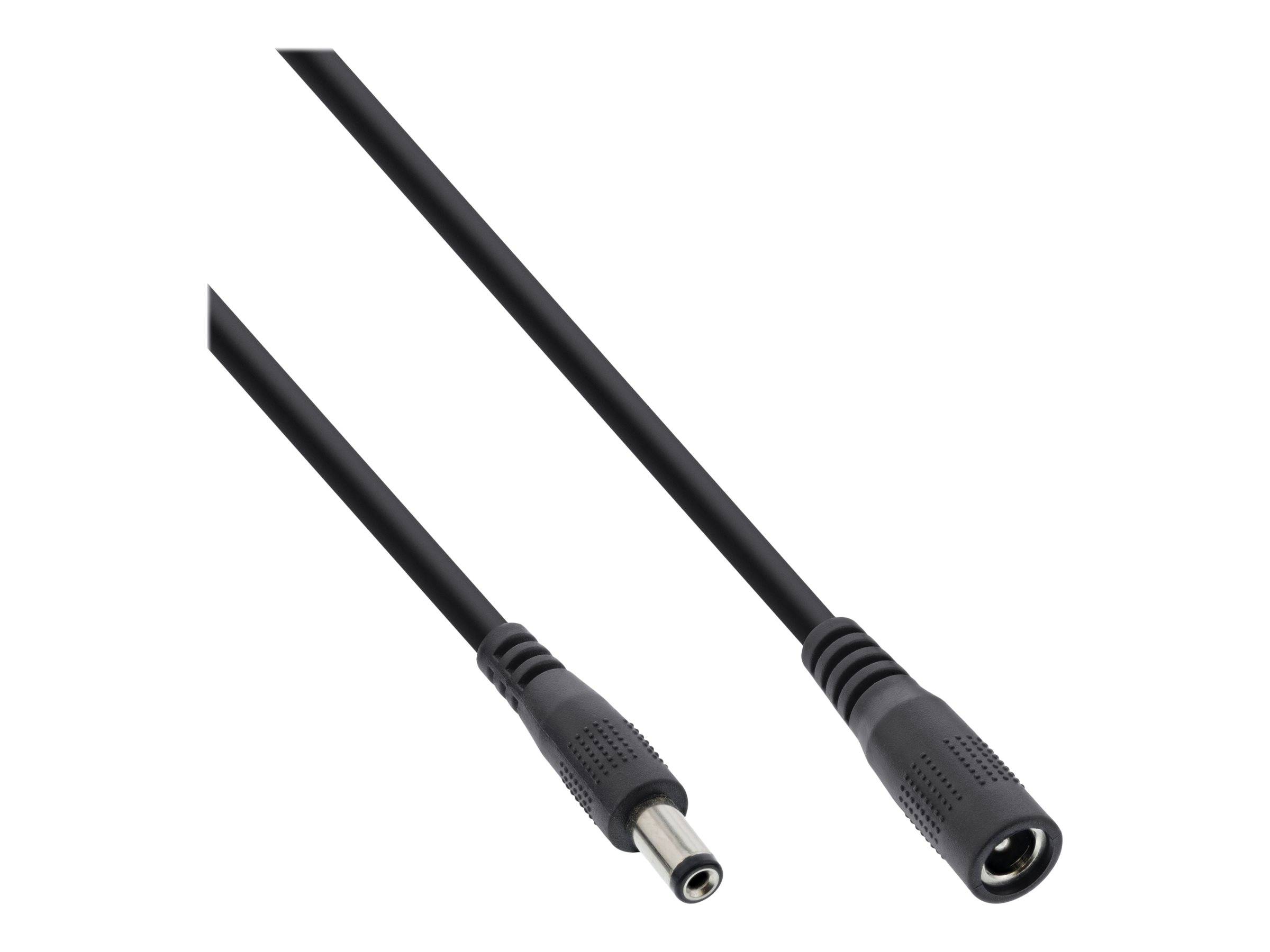 INLINE - Verlängerungskabel DC Stecker 5,5x2,1mm - schwarz - 0,5m
